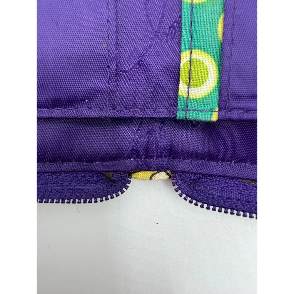 Vera Bradley Plum Crazy Quilted Zip Around Compact Wallet Purple Floral